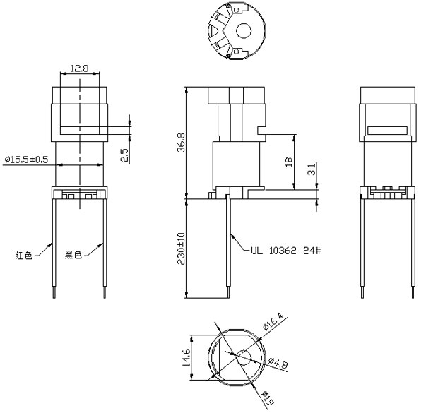 HID氙气车灯米兰体育app(MILAN SPORTS)官方网站,汽车氙气大灯电磁阀线圈-尺寸图